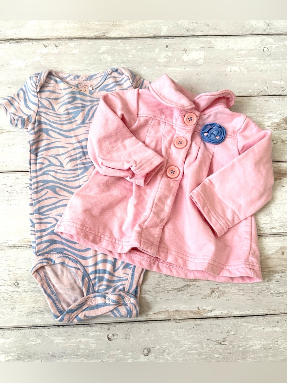 Carters 9m Baby Girl Animal Print Bodysuit & Coordinating Sweater Jacket Tops